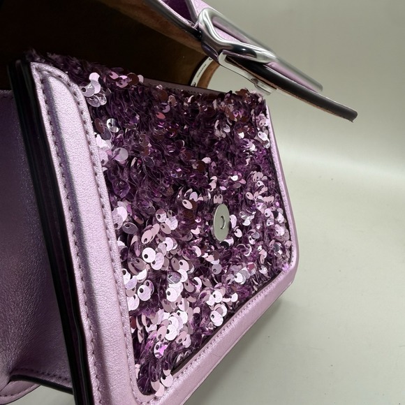 Coach Women's Morgan Square Sequin Crossbody Lilac Bag - Picture 5 of 8